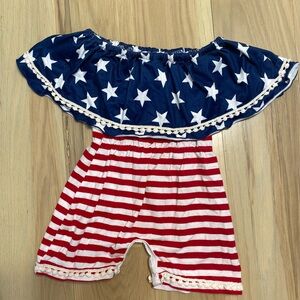 Patriotic Stars and Stripes Kids Romper Girls’ Size 9-12 Months.